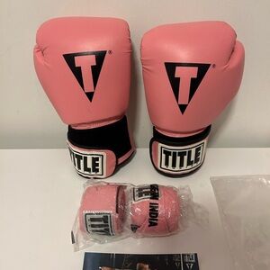 Title Boxing Pink Gloves and Wraps Set - SOLD